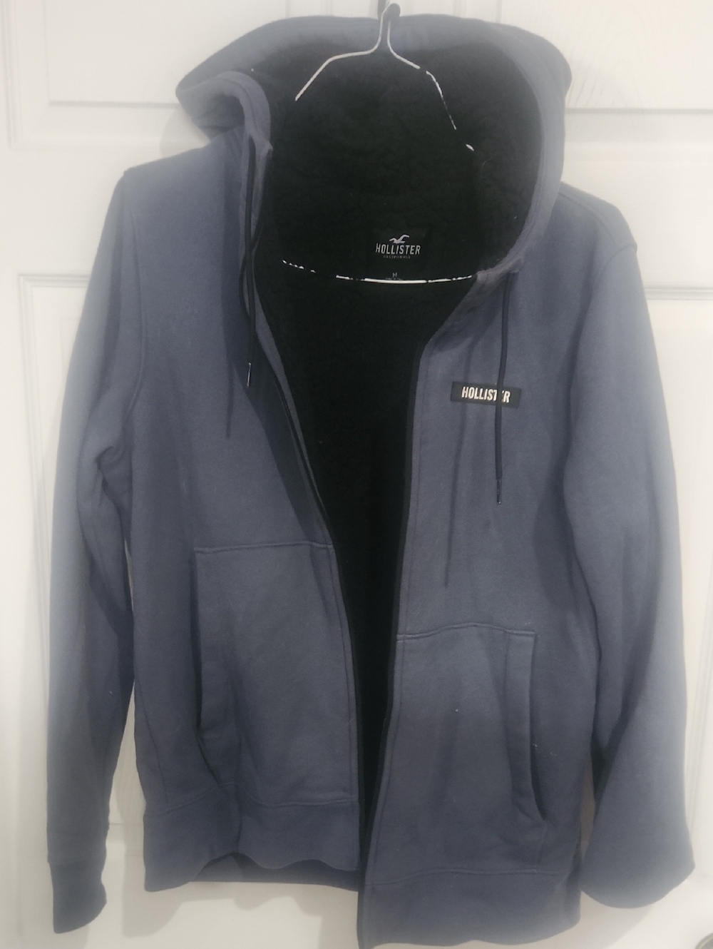 Hollister Men's Navy Zip-Up Hoodie Jacket